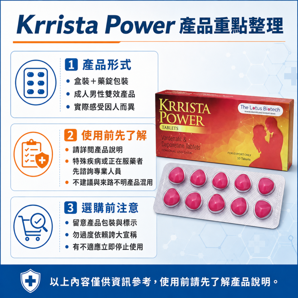 Krrista Power 助勃與延時產品作用方向說明
