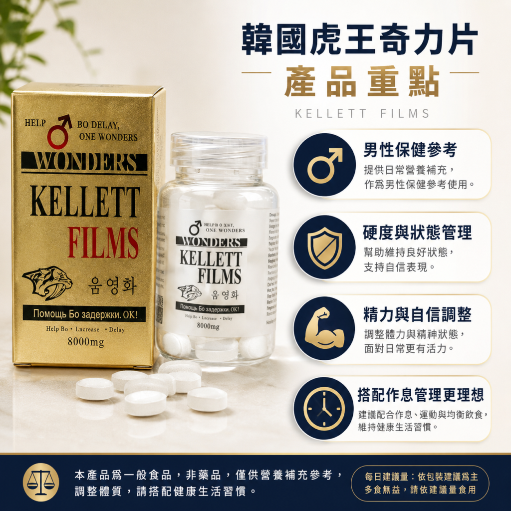 韓國虎王奇力片 KELLETT FILMS 男性保健作用方向說明